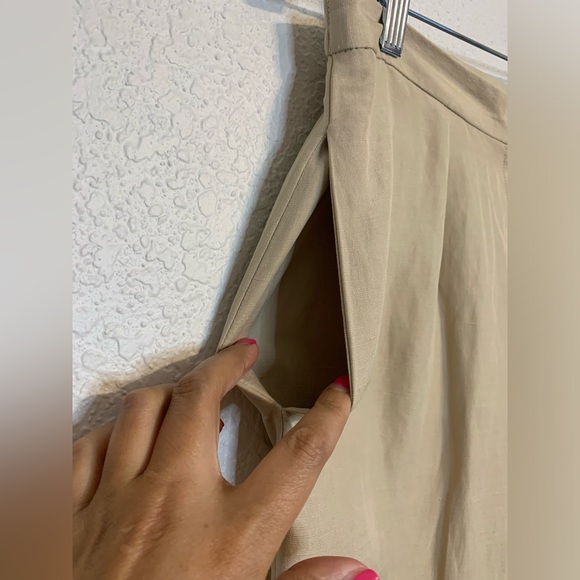 Laura Scott Women Sz 10 Silk Linen Blend Trouser Beige Pants Tapered Leg Preppy - Picture 5 of 9